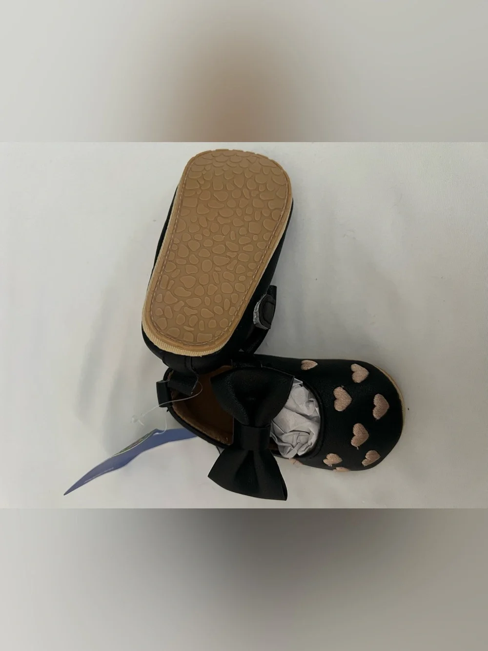 Kids Black Dress Shoes with Gold Heart Accents